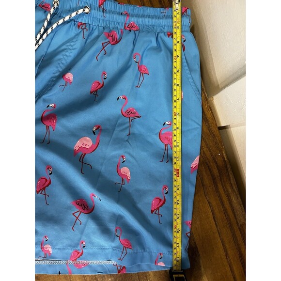Mens Pink Flamingo Blue Swim Trunks Size XXL NWoT - Picture 6 of 8
